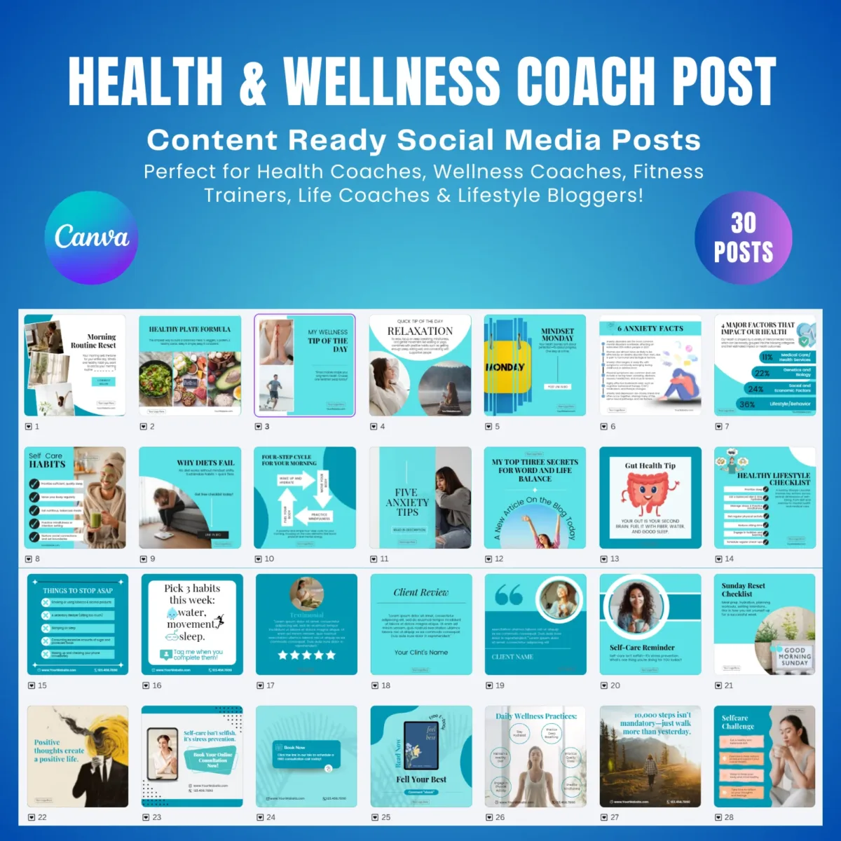 Health & Wellness Coach Posts – (Canva)
